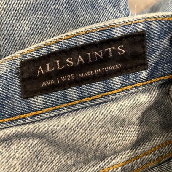 ALL SAINTS Ava Stud Jeans Metal Studded Side Seams Cotton Straight Size 25 - Picture 12 of 14